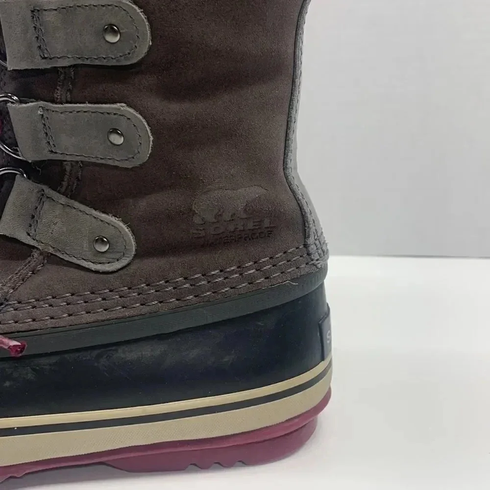 Sorel Joan of Arctic Knit Lace Up Waterproof Winter Boots Gray Womens Size 6